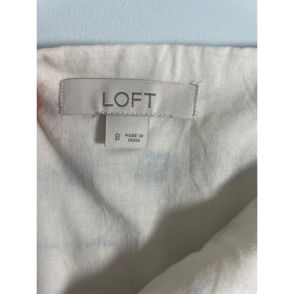 Loft size 8 straight midi skirt white with woven dash details, side zipper - Picture 5 of 6